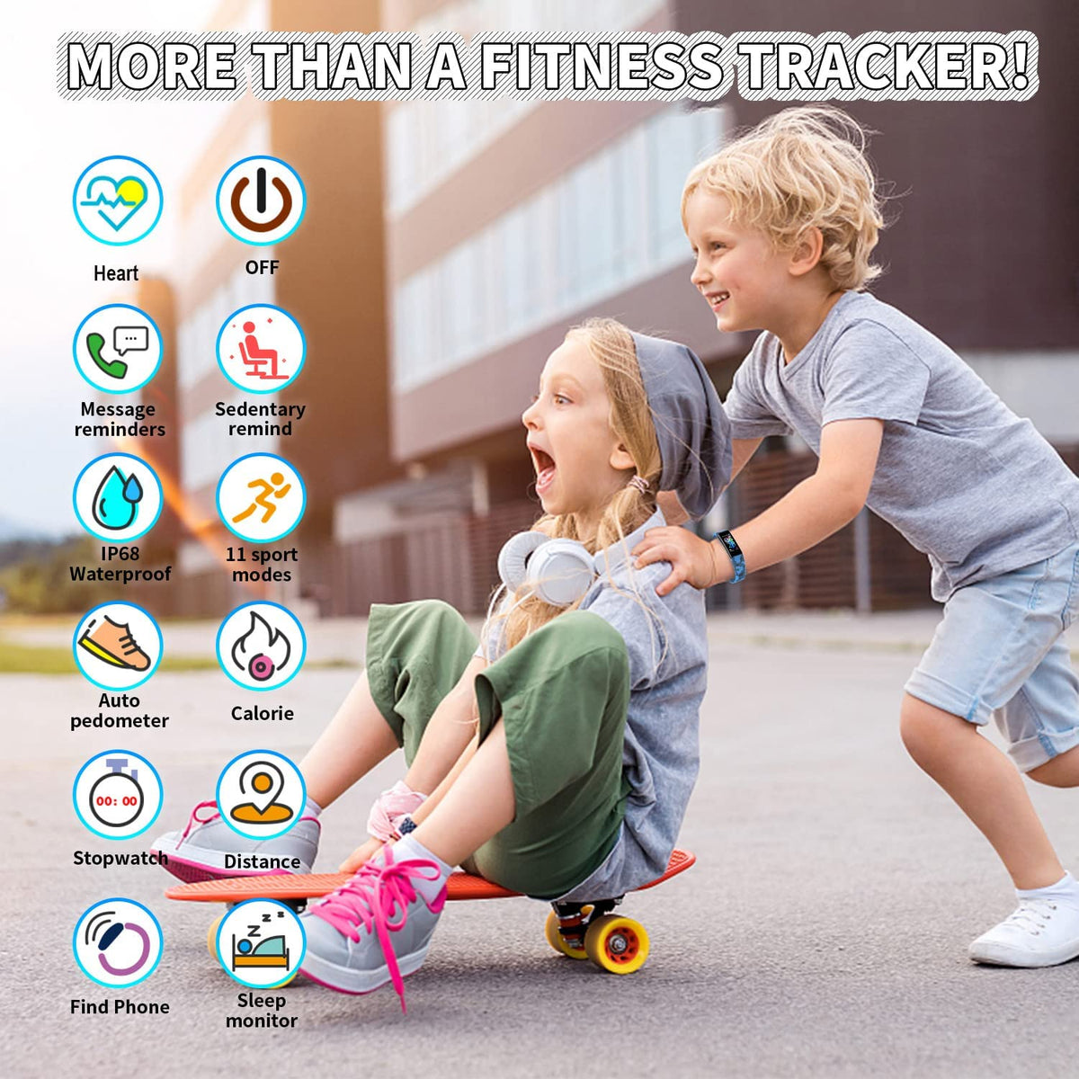 Kids Watch Fitness Tracker, Fitness Watches for Kids, Activity Tracker with Pedometers, Stopwatch, IP68 Waterproof, 11 Sport Modes Smart Watch for Kids Age 6-16 Years Old
