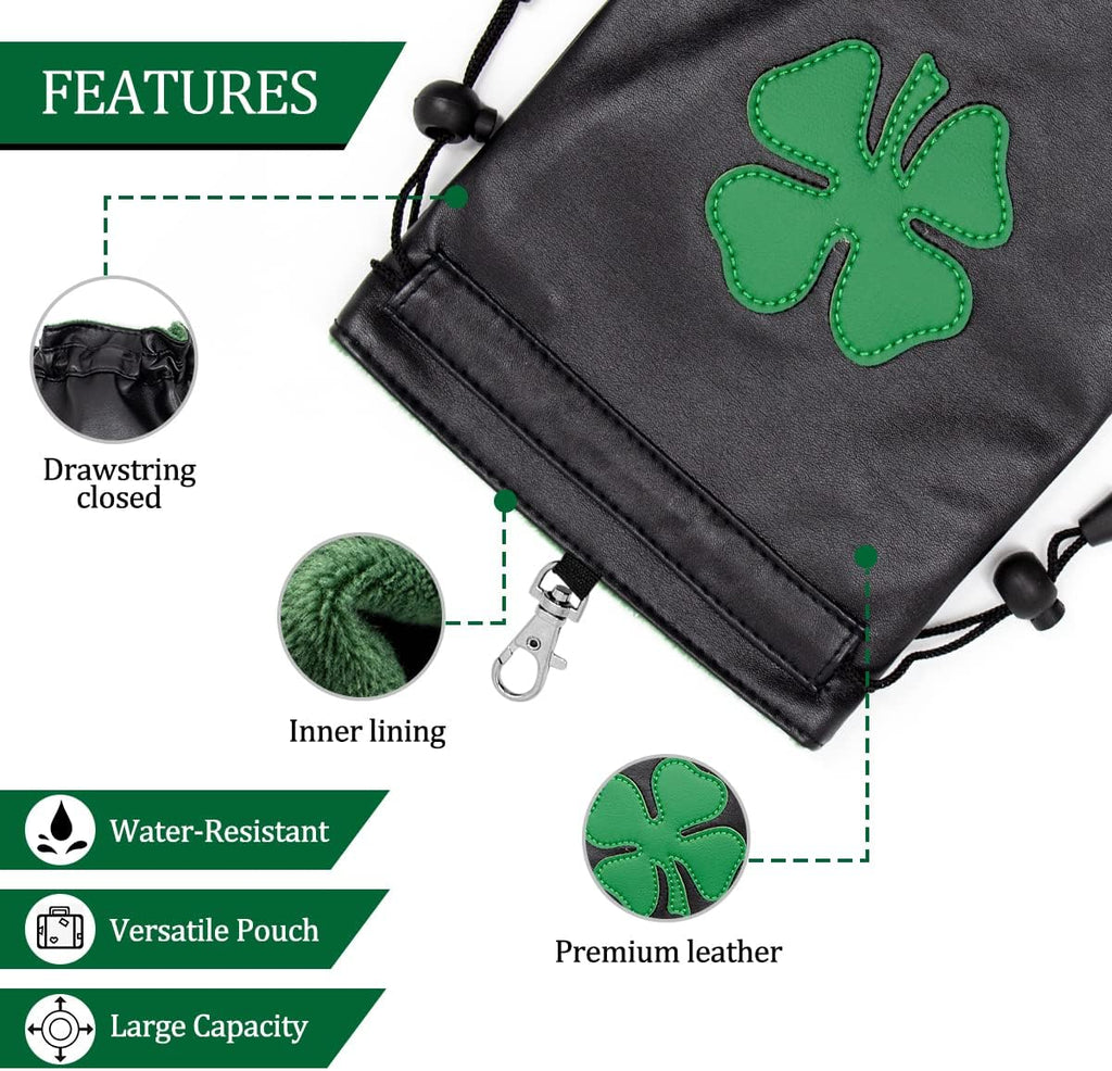Golf Valuables Pouch,Golf Bag Pouch with Drawstrings Leather Tee Pouchs Bag for Men Women