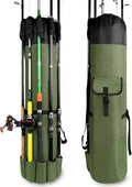 Multifunction Fishing Pole Bag - Waterproof Rod Reel Bag Carrier Case, Durable Canvas Tackle Large Storage Gift for Men Travel, Khaki